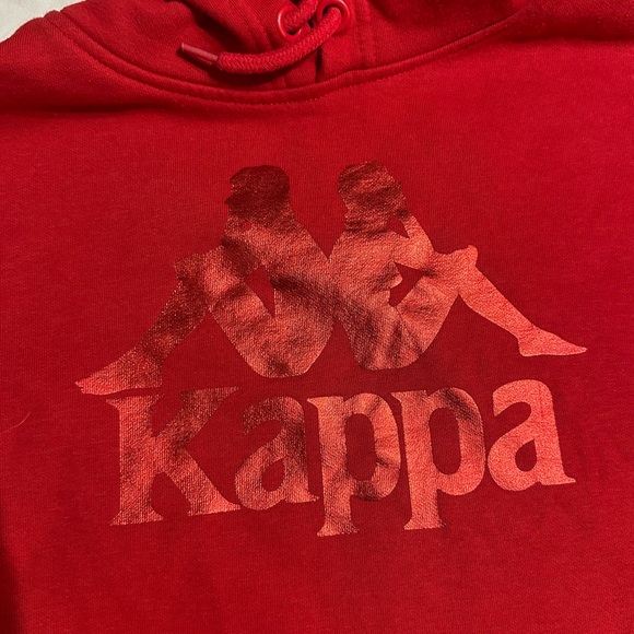 Kappa men’s red xl hoody sweatshirt drawstring shiny logo pullover streetwear - Picture 3 of 7